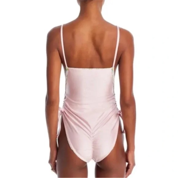 NWT CAPITTANA Irene One Piece Reversible Swimsuit Lemon Floral /Pink - Size Smal - Picture 3 of 3